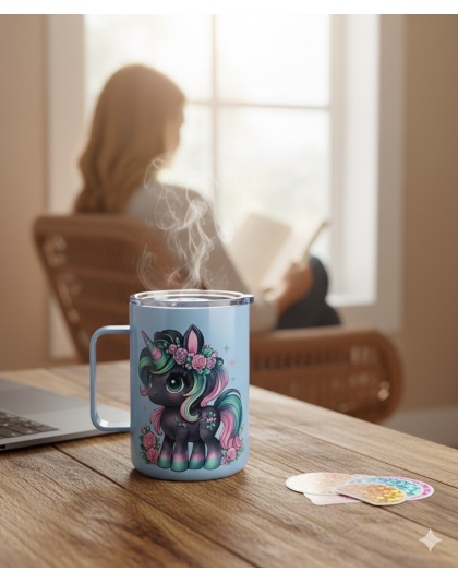 The World Is A Better Place w/You In It Blue Travel Mug Rare, Chronic &amp; Grow Positive Thoughts Unicorn Invisible Illness Awareness and Support Mental Health