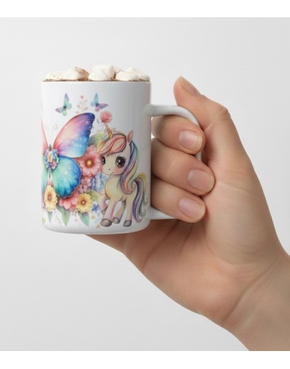 Rainbow Butterfly &amp; Unicorn White Travel Mug Rare, Chronic &amp; Grow Positive Thoughts Unicorn Invisible Illness Awareness and Support