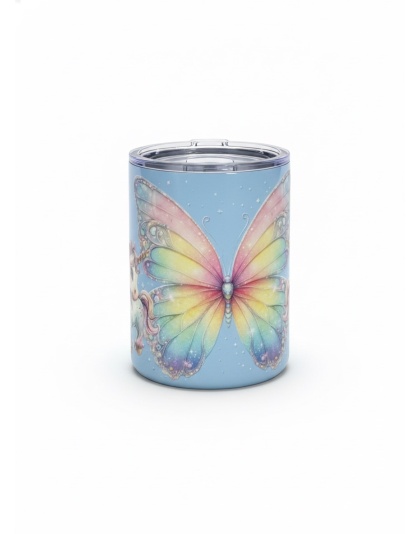 Rainbow Butterfly Blue Travel Mug Rare, Chronic &amp; Grow Positive Thoughts Unicorn Invisible Illness Awareness and Support
