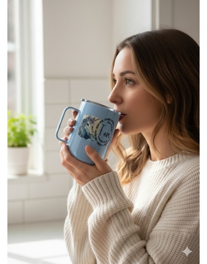 I Am... Enough, Important, Beautiful...Blue Travel Mug Rare, Chronic &amp; Grow Positive Thoughts Unicorn Invisible Illness Awareness and Support