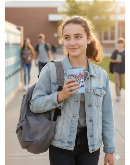 Begin Each Day W/ A Greatful Heart Blue Travel Mug Rare, Chronic &amp; Grow Positive Thoughts Unicorn Invisible Illness Awareness and Support