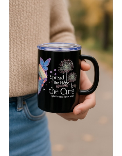 Spread the Hope Black Travel Mug Rare, Chronic &amp; Grow Positive Thoughts Unicorn Invisible Illness Awareness and Support