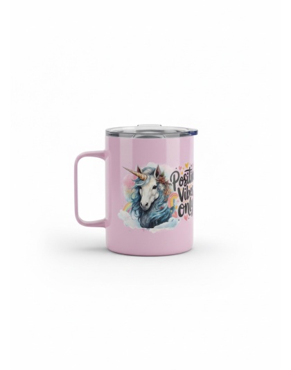 Positive Vibes Only Pink Travel Mug Rare, Chronic &amp; Grow Positive Thoughts Unicorn Invisible Illness Awareness and Support