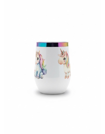 3 Unicorns Support Community White Travel Cup w/ Iridescent Rim Rare, Chronic &amp; Grow Positive Thoughts Unicorn Invisible Illness Awareness and Support