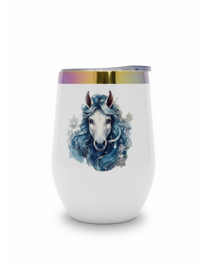 Blue Teal Unicorns White Travel Cup w/ Iridescent Rim Rare, Chronic &amp; Grow Positive Thoughts Unicorn Invisible Illness Awareness and Support