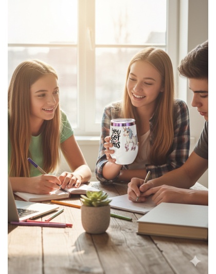 You Got This Unicorn White Travel Cup w/ Iridescent Rim Hope Strength Fighter Rare, Chronic &amp; Grow Positive Thoughts Unicorn Invisible Illness Awareness and Support