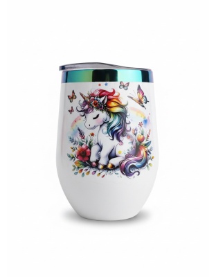 Rainbow Unicorn Spread Awareness White Travel Cup w/ Iridescent Rim Hope Strength Fighter Rare, Chronic &amp; Grow Positive Thoughts Unicorn Invisible Illness Awareness and Support
