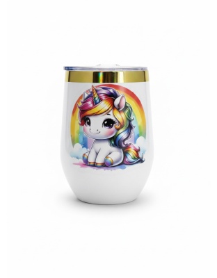 Rainbow Unicorn White Travel Cup w/ Iridescent Rim Hope Strength Fighter Rare, Chronic &amp; Grow Positive Thoughts Unicorn Invisible Illness Awareness and Support