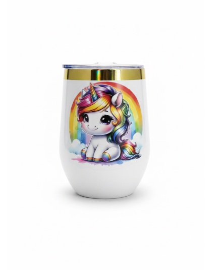 Rainbow Unicorn White Travel Cup w/ Iridescent Rim Hope Strength Fighter Rare, Chronic &amp; Grow Positive Thoughts Unicorn Invisible Illness Awareness and Support