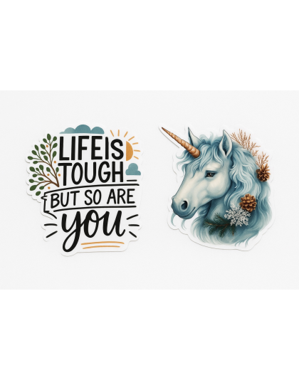 Life Is Tough But So Are You Unicorn White Travel Cup w/ Iridescent Rim Hope Strength Fighter Rare, Chronic &amp; Grow Positive Thoughts Unicorn Invisible Illness Awareness and Support