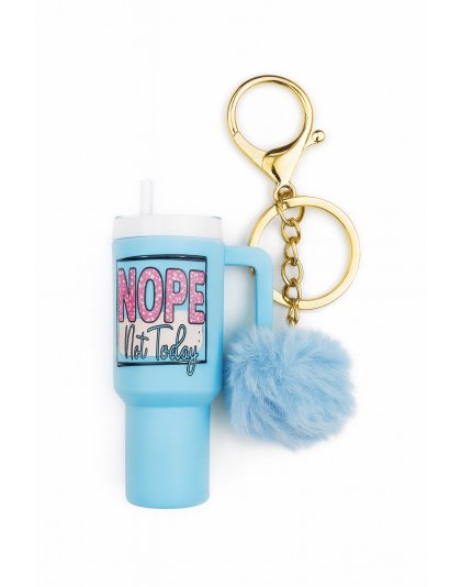 Nope Not Today Light Blue Mini Tumbler Keychain Pill Holder Purse &amp; Bag Accessory Support &amp; Spread Awareness