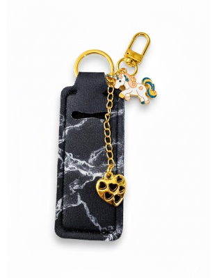 Black Lip Balm Holder Keychain Sleeve Rare, Chronic &amp; Invisible Illness Support &amp; Awareness