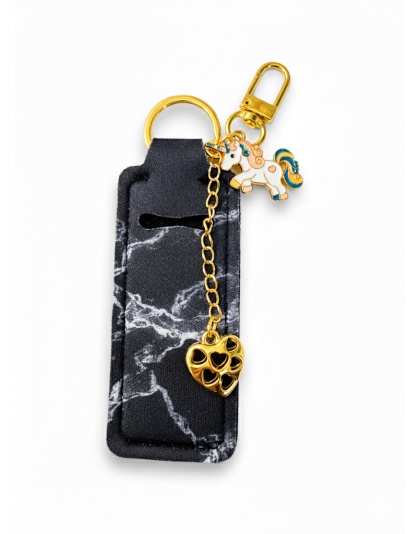 Black Lip Balm Holder Keychain Sleeve Rare, Chronic &amp; Invisible Illness Support &amp; Awareness