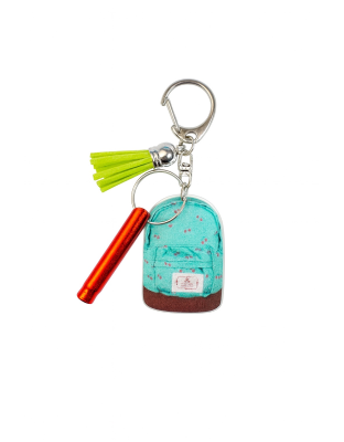2D Acrylic Teal Backpack Keychain w/Red Safety Whistle Green Tassel Nonprofit Support ( Copy )