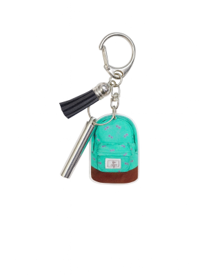 2D Acrylic Teal Backpack Keychain w/Silver Safety Whistle Black Tassel Chronic Rare Invisible Illness
