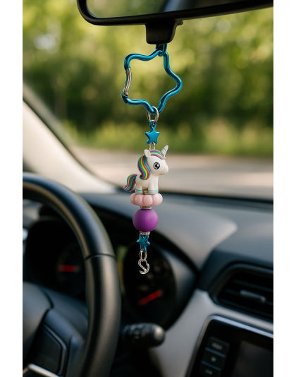Handmade Purple &amp; Teal Unicorn Beaded Keychain Supporting Invisible Illness Awareness