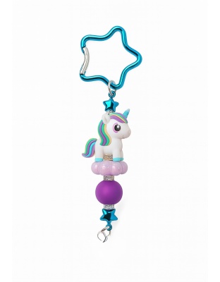 Handmade Purple &amp; Teal Unicorn Beaded Keychain Supporting Invisible Illness Awareness