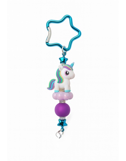 Handmade Purple &amp; Teal Unicorn Beaded Keychain Supporting Invisible Illness Awareness