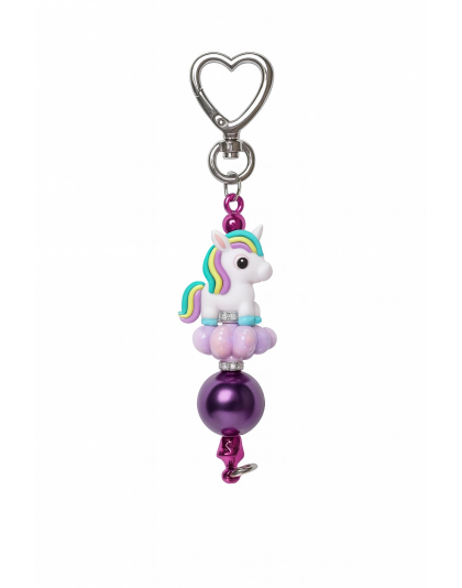 Handmade Purple &amp; Teal Unicorn Beaded Keychain Supporting Invisible Illness Awareness