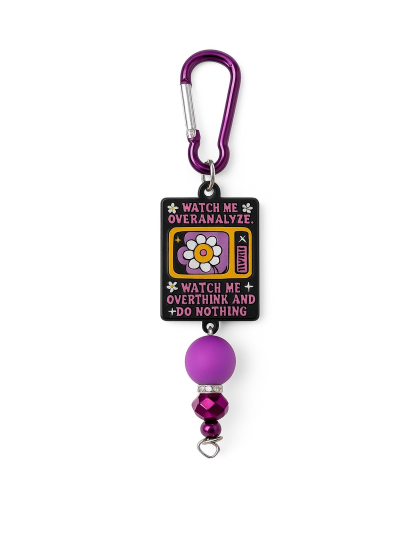 Handmade Purple Overanalyze Beaded Keychain Supporting Invisible Illness Awareness