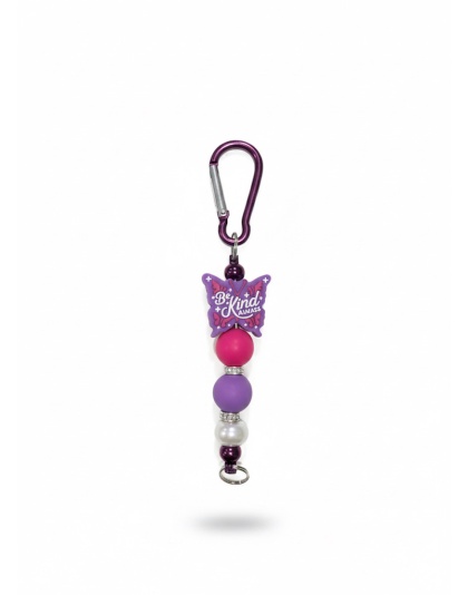Handmade Be Kind Always Purple &amp; Pink Beaded Keychain Supporting Invisible Illness Awareness