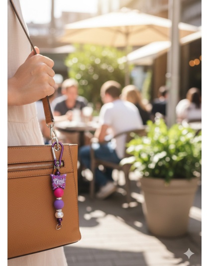 Handmade Be Kind Always Purple &amp; Pink Beaded Keychain Supporting Invisible Illness Awareness