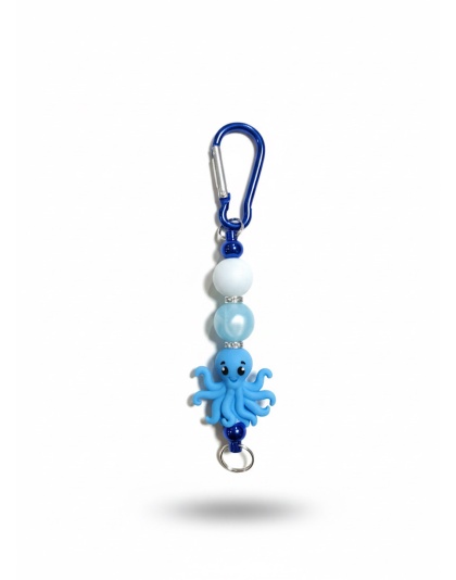 Handmade Octopus Blue Beaded Keychain Supporting Invisible Illness Awareness