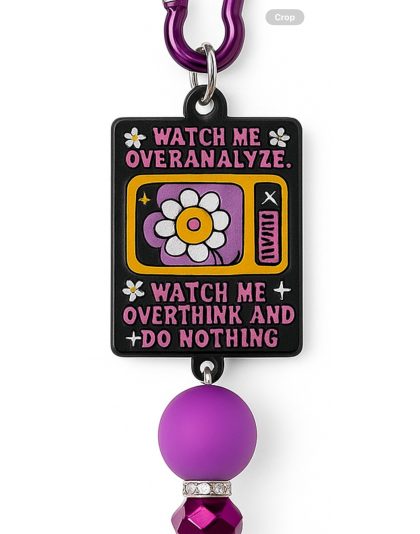 Handmade Purple Overanalyze Beaded Keychain Supporting Invisible Illness Awareness