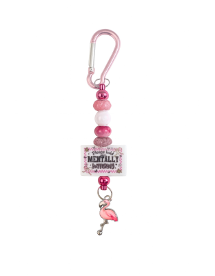 Handmade Pink Mentally Buffering Beaded Keychain Supporting Invisible Illness Awareness