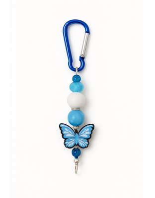 Handmade Blue Butterfly Beaded Keychain Supporting Invisible Illness Awareness