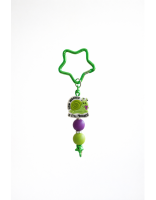Handmade Slow Progress Is Still Progress Snail Green Beaded Keychain Supporting Invisible Illness Awareness