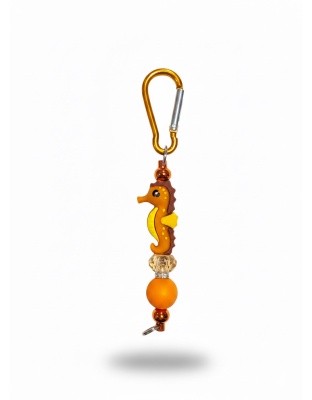 Handmade Orange Seahorse Beaded Keychain Supporting Invisible Illness Awareness