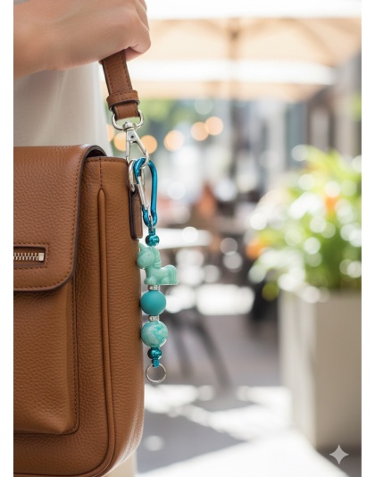 Handmade Teal Unicorn Beaded Keychain Supporting Invisible Illness Awareness