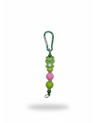 Handmade Frog Green Beaded Keychain Supporting Invisible Illness Awareness