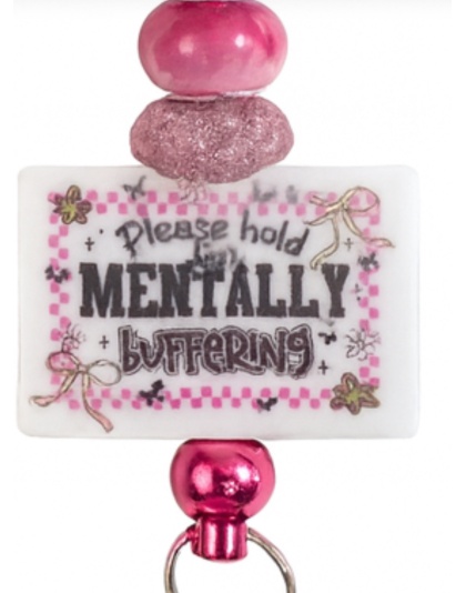 Handmade Pink Mentally Buffering Beaded Keychain Supporting Invisible Illness Awareness