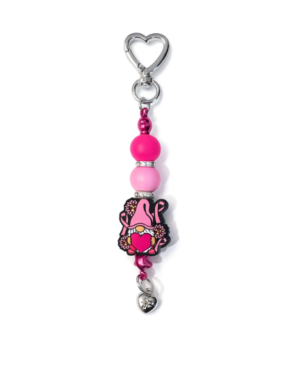 Handmade Pink Knome Beaded Keychain W/ Sloth Charm Supporting Invisible Illness Awareness