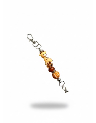 Handmade Brown Giraffe Beaded Keychain Supporting Invisible Illness Awareness