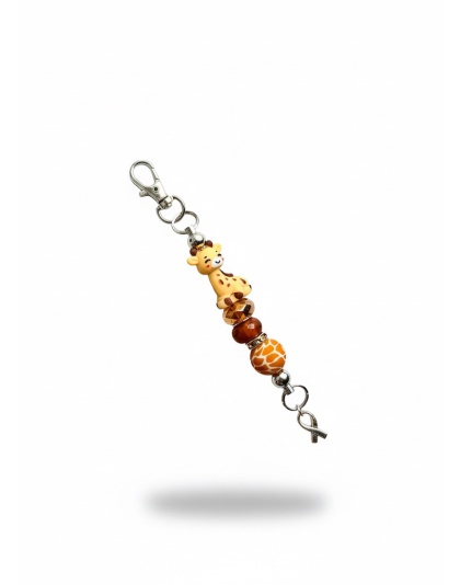 Handmade Brown Giraffe Beaded Keychain Supporting Invisible Illness Awareness