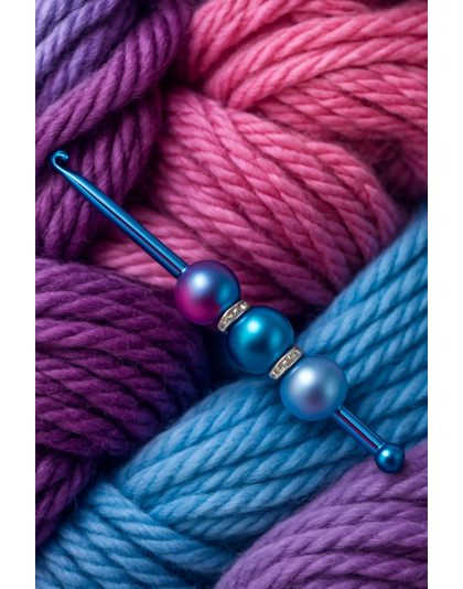 Handmade Purple Blue Crochet Hook For Crafter Support Chronic, Rare &amp; Invisible Illness Awareness