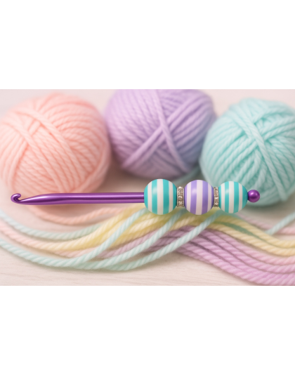 Handmade Strips Purple Teal Crochet Hook For Crafter Support Chronic, Rare &amp; Invisible Illness Awareness