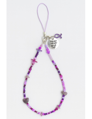 Handmade Purple Beaded Phone Strap Bag Zipper Accessory Chronic Rare Invisible Illness Support &amp; Awareness