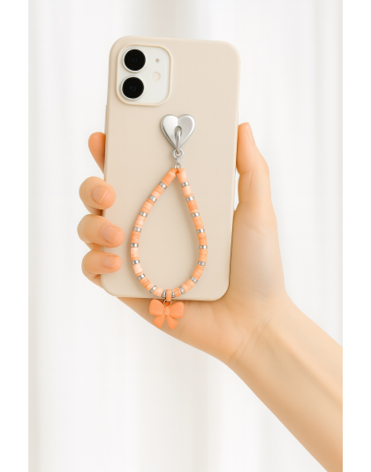 Handmade Orange Beaded Phone Strap Bag Zipper Accessory Chronic Rare Invisible Illness Support &amp; Awareness