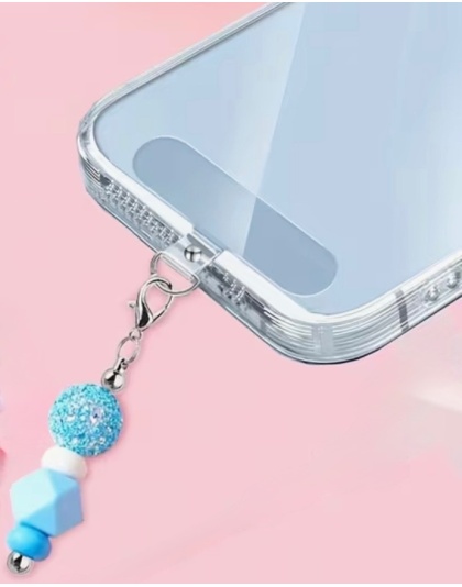 Handmade Blue Beaded Phone Bag Zipper Accessory Chronic Rare Invisible Illness Support &amp; Awareness