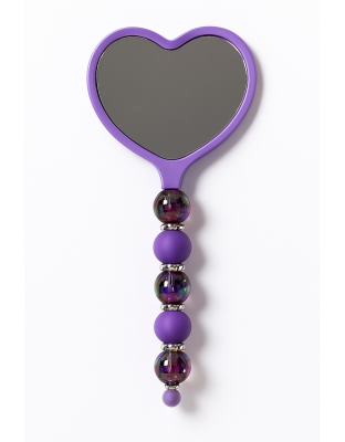 Handmade Purple Beaded Heart Mirror Cute Vanity &amp; Makeup Mirror Support Chronic Rare &amp; Invisible Illness Awareness