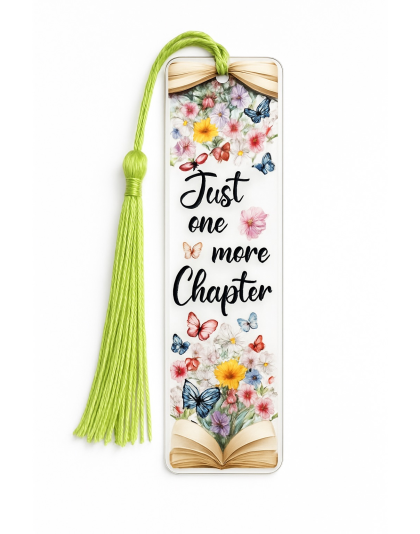 Handmade Green Tassel Acrylic Just One More Chapter Bookmark Supporting Rare Invisible &amp; Chronic Illness Awareness