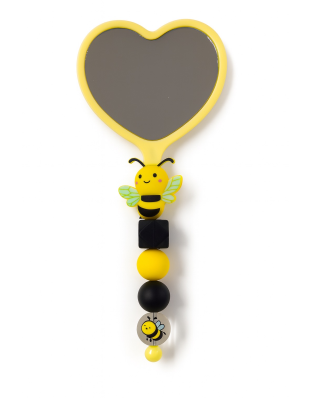 Handmade Yellow Black Bee Beaded Heart Mirror Cute Vanity &amp; Makeup Mirror Support Chronic Rare &amp; Invisible Illness Awareness