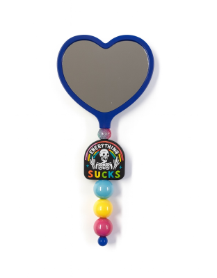 Handmade Multi Colored Skeleton Beaded Heart Mirror Cute Vanity &amp; Makeup Mirror Support Chronic Rare &amp; Invisible Illness Awareness