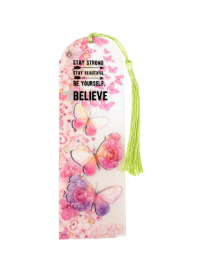 Handmade Green Tassel Stay Strong Believe Acrylic Bookmark Supporting Rare Invisible &amp; Chronic Illness Awareness