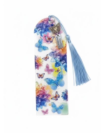 Handmade Blue Tassel Butterfly I Coose Strength Charm Acrylic Bookmark Supporting Rare Invisible &amp; Chronic Illness Awareness