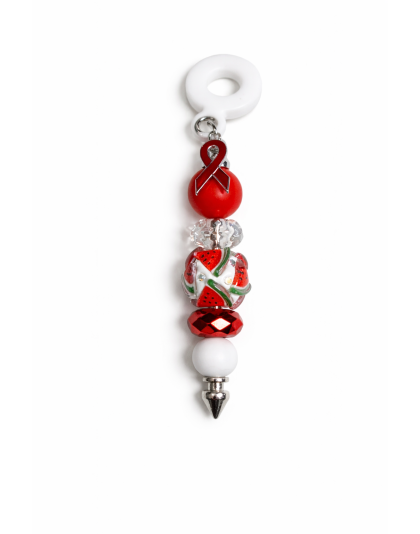 Handmade Beaded Red Straw Accessory With Red Ribbon Charm Support Chronic &amp; Rare Disease Awareness